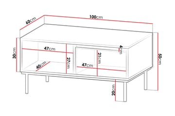 Hollander Sofabord 100 cm - Hvit/Gull - Møbler - Bord - Sofabord