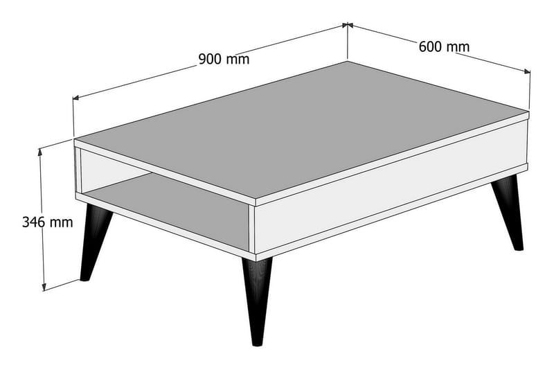 Hoptrup Sofabord 90 cm med Oppbevaringshylle - Eikefarge - Sofabord