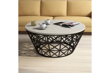 Hovdane Sofabord 90 cm Rundt Avsmalnande - Kremhvit/Svart - Møbler - Bord - Sofabord