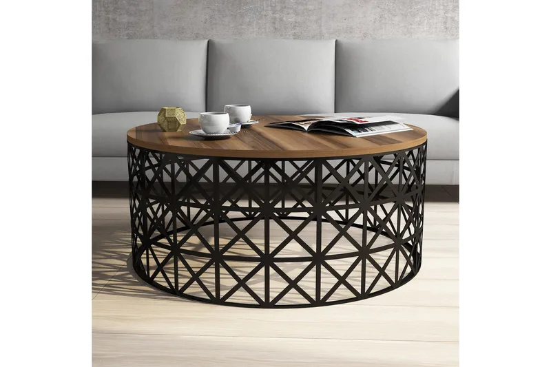 Hovdane Sofabord 90 cm Rundt - Brun/Svart - Møbler - Bord - Sofabord