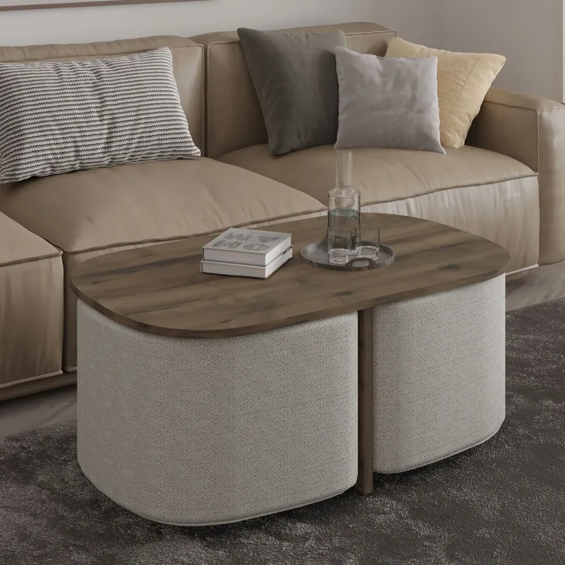 Hu Sofabordsett 90x42,9x45 cm - Antikk valnøtt - Møbler - Bord - Sofabord