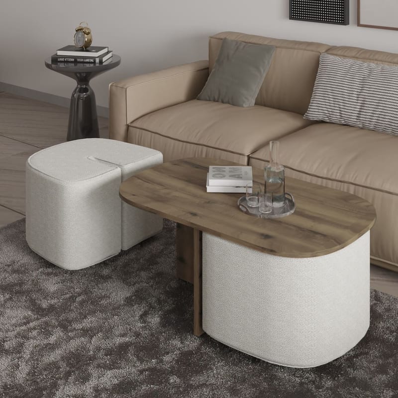 Hu Sofabordsett 90x42,9x45 cm - Antikk valnøtt - Møbler - Bord - Sofabord
