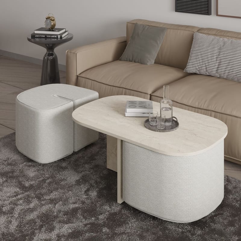 Hu Sofabordsett 90x42,9x45 cm - Travertin - Møbler - Bord - Sofabord