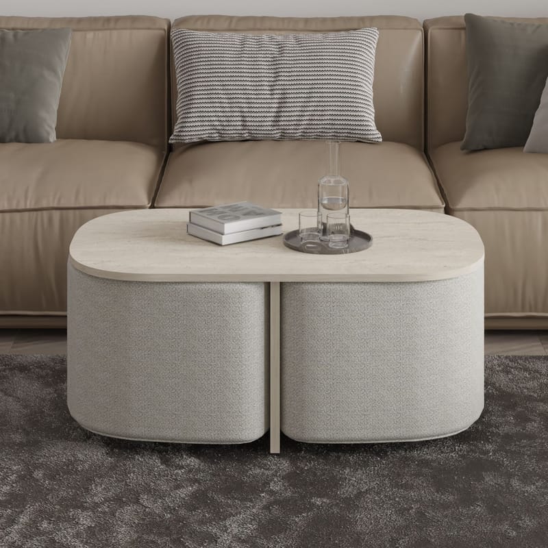 Hu Sofabordsett 90x42,9x45 cm - Travertin - Møbler - Bord - Sofabord