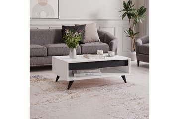 Hume Rektangulært Salongbord 90 cm med Hyller i Tre - Hvit - Møbler - Bord - Sofabord
