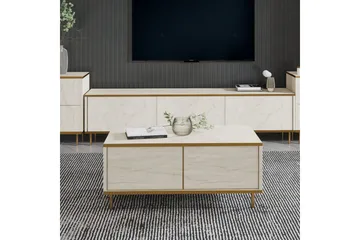 Imaj Salongbord 90 cm Rektangulært med Skuffer i Malt Tre - Beige - Møbler - Bord - Sofabord