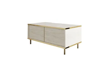 Imaj Salongbord 90 cm Rektangulært med Skuffer i Malt Tre - Beige - Møbler - Bord - Sofabord