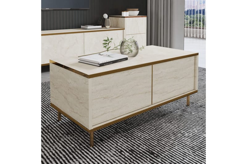 Imaj Sofabord 90 cm - Beige/Gull - Møbler - Bord - Sofabord