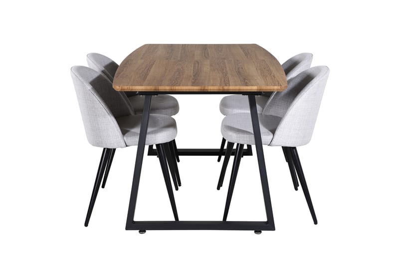 Inca Matgruppe 160 cm Rektangulær med 4 Velvet Stoler, Svart