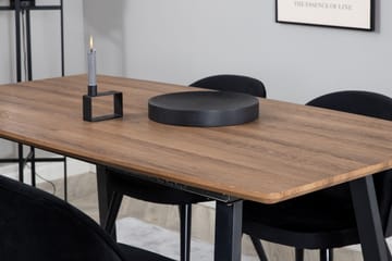 Inca spisegruppe 160 cm rektangulær med 4 Velvet-stoler - Møbler - Bord - Spisegrupper