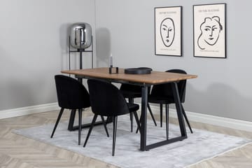 Inca spisegruppe 160 cm rektangulær med 4 Velvet-stoler - Møbler - Bord - Spisegrupper