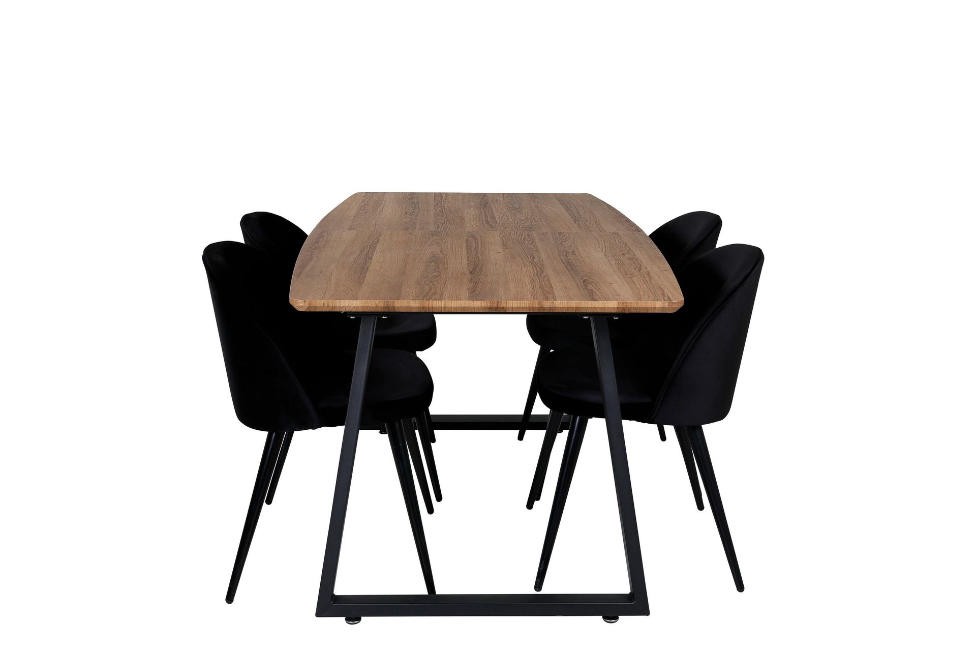 Inca spisegruppe 160 cm rektangulær med 4 Velvet-stoler -