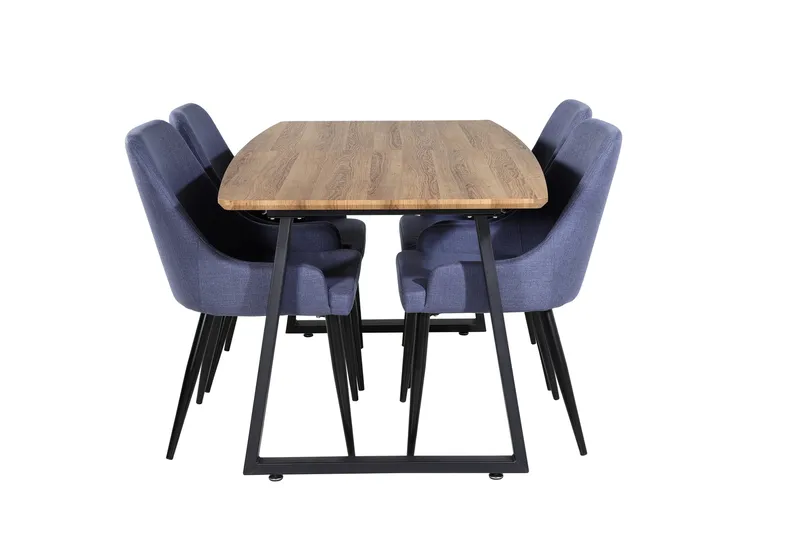 Inca Spisegruppe 160 cm Rektangulær med 4 Plaza Stoler, Sort
