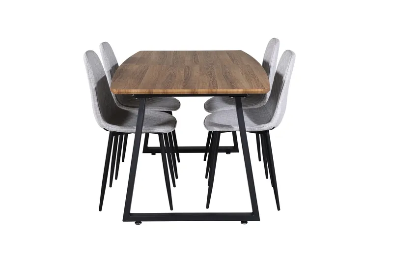 Inca Spisegruppe 160 cm Rektangulær med 4 Polar Stoler, Sort