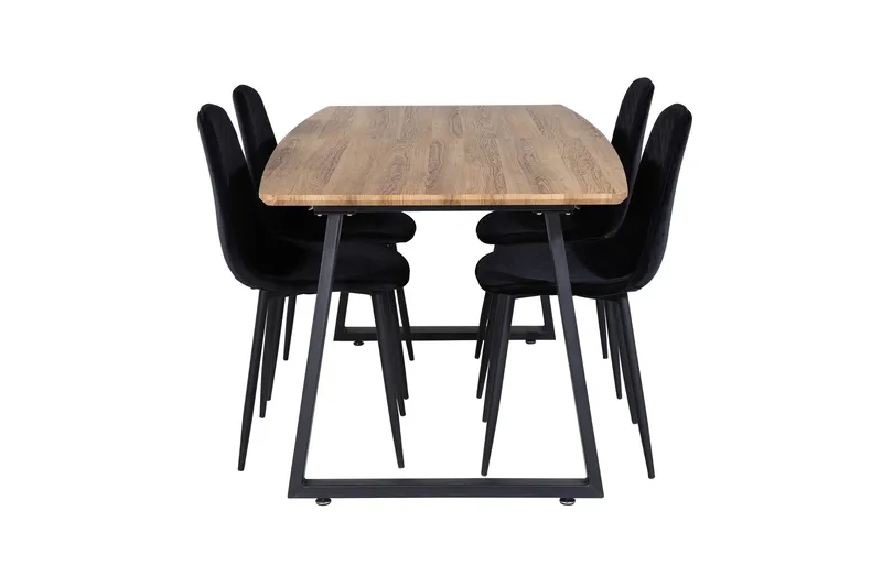 Inca Spisegruppe 160 cm Rektangulær med 4 Polar Stoler - Sort - Møbler - Bord - Spisegrupper