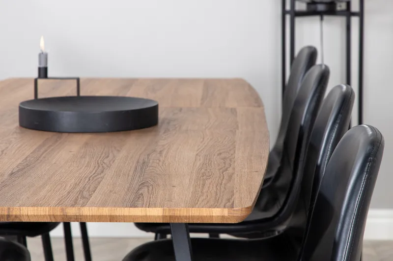 Inca Spisegruppe 160 cm Rektangulær med 8 Polar Stoler - Sort - Møbler - Bord - Spisegrupper