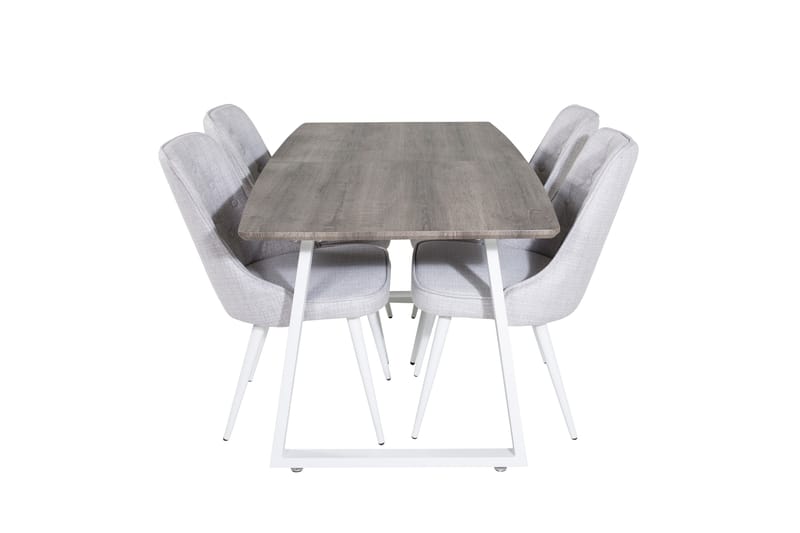 Inca Spisegruppe Forlengningsbar 160 cm Rektangulær med 4 Velvet Stoler, Lys grå
