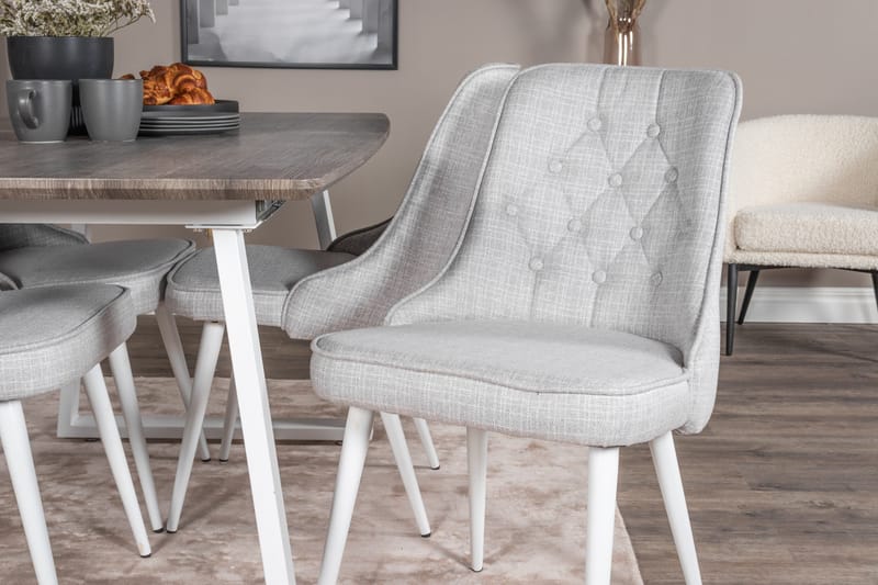 Inca Spisegruppe Forlengningsbar 160 cm Rektangulær med 4 Velvet Stoler - Lys grå - Møbler - Bord - Spisegrupper