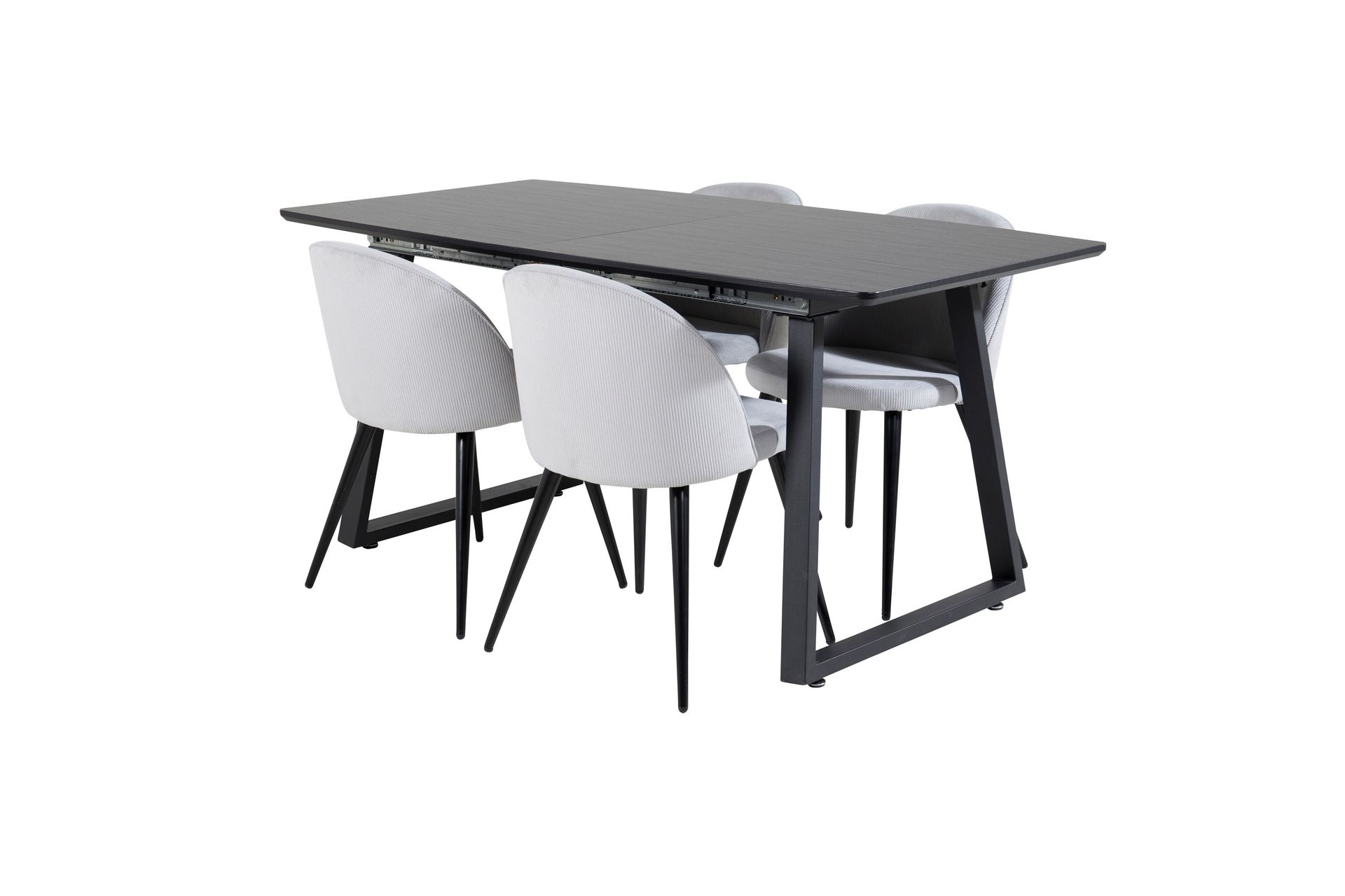 Inca Spisegruppe Forlengningsbar 160 cm Rektangulær med 4 Velvet Stoler - Sort - Møbler - Bord - Spisegrupper