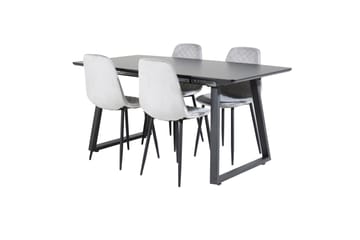 Inca Spisegruppe Forlengningsbar 160 cm Rektangulær med 4 Polar Stoler - Sort - Møbler - Bord - Spisegrupper