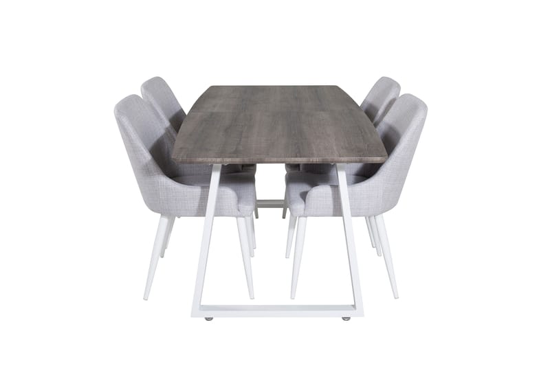 Inca Spisegruppe Forlengningsbar 160 cm Rektangulær med 4 Plaza Stoler, Grå