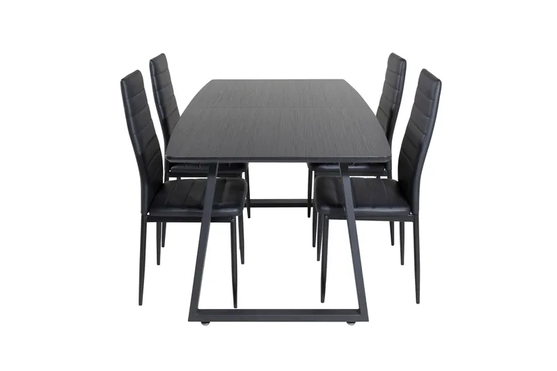 Inca spisegruppe uttrekkbar 160 cm rektangulær med 4 Slim-stoler