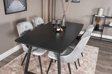 Inca spisegruppe uttrekkbar 160 cm rektangulær med 4 Velvet Deluxe stoler - Svart/Lys grå - Møbler - Bord - Spisegrupper