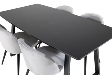Inca spisegruppe uttrekkbar 160 cm rektangulær med 4 Velvet stoler - Møbler - Bord - Spisegrupper