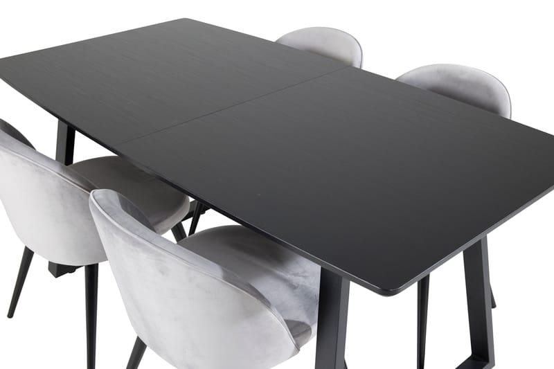 Inca spisegruppe uttrekkbar 160 cm rektangulær med 4 Velvet stoler - Møbler - Bord - Spisegrupper