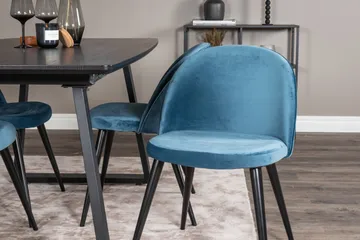 Inca spisegruppe uttrekkbar 160 cm rektangulær med 4 Velvet stoler - Møbler - Bord - Spisegrupper