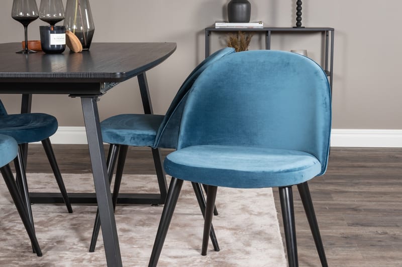Inca spisegruppe uttrekkbar 160 cm rektangulær med 4 Velvet stoler - Møbler - Bord - Spisegrupper
