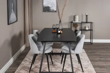Inca spisegruppe uttrekkbar 160 cm rektangulær med 4 Velvet stoler - Møbler - Bord - Spisegrupper