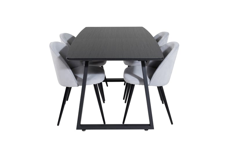 Inca spisegruppe uttrekkbar 160 cm rektangulær med 4 Velvet stoler