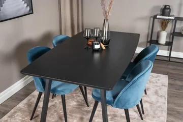 Inca spisegruppe uttrekkbar 160 cm rektangulær med 4 Velvet stoler - Møbler - Bord - Spisegrupper