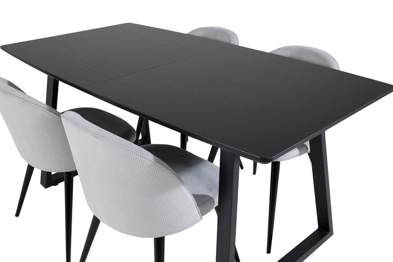 Inca spisegruppe uttrekkbar 160 cm rektangulær med 4 Velvet stoler - Møbler - Bord - Spisegrupper