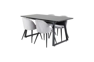 Inca spisegruppe uttrekkbar 160 cm rektangulær med 4 Velvet stoler - Møbler - Bord - Spisegrupper