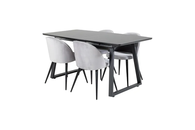Inca spisegruppe uttrekkbar 160 cm rektangulær med 4 Velvet stoler - Møbler - Bord - Spisegrupper