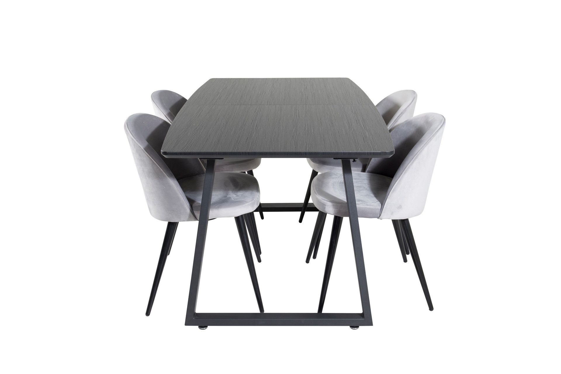 Inca spisegruppe uttrekkbar 160 cm rektangulær med 4 Velvet-stoler -