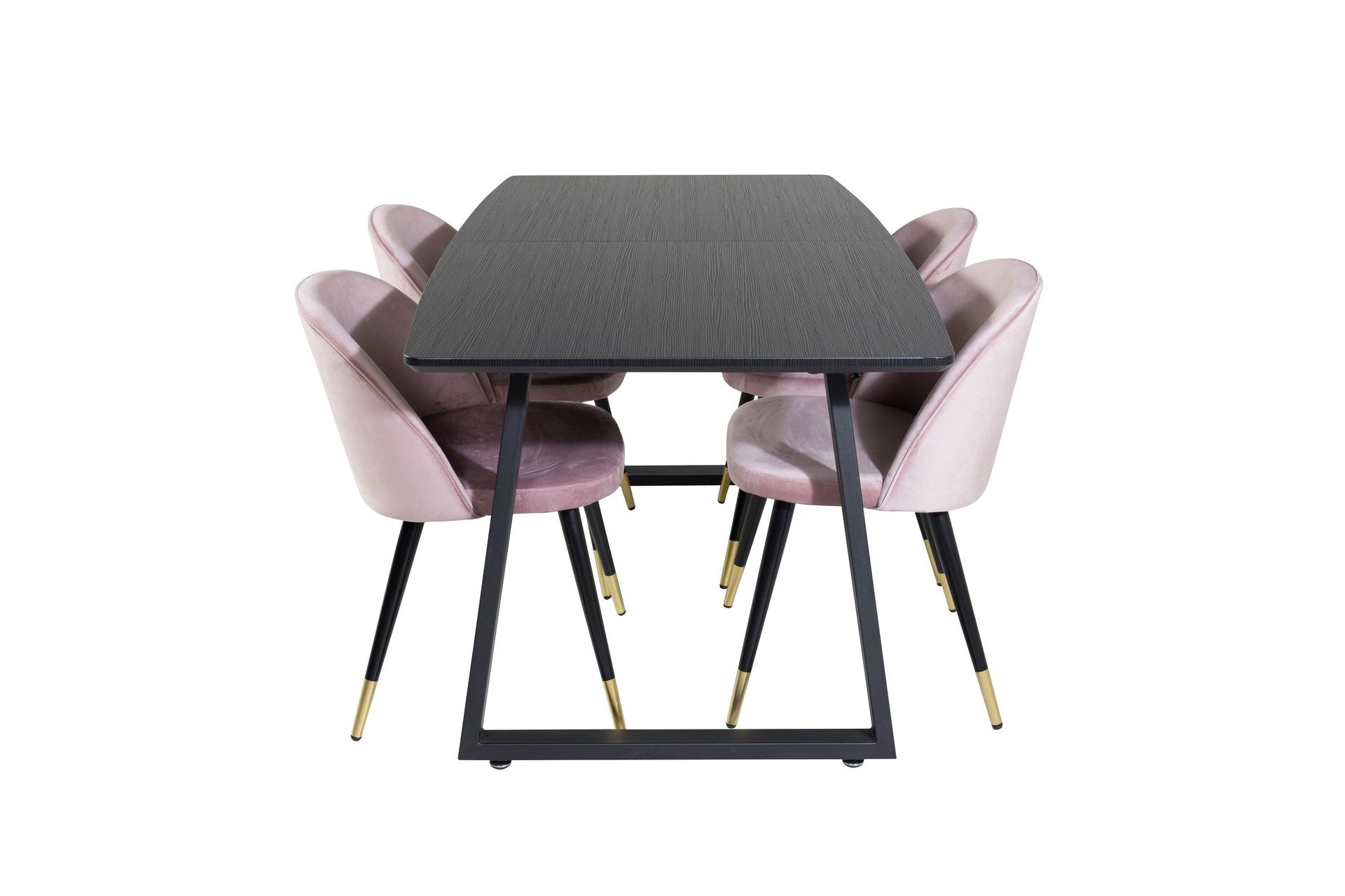 Inca spisegruppe uttrekkbar 160 cm rektangulær med 4 Velvet-stoler -