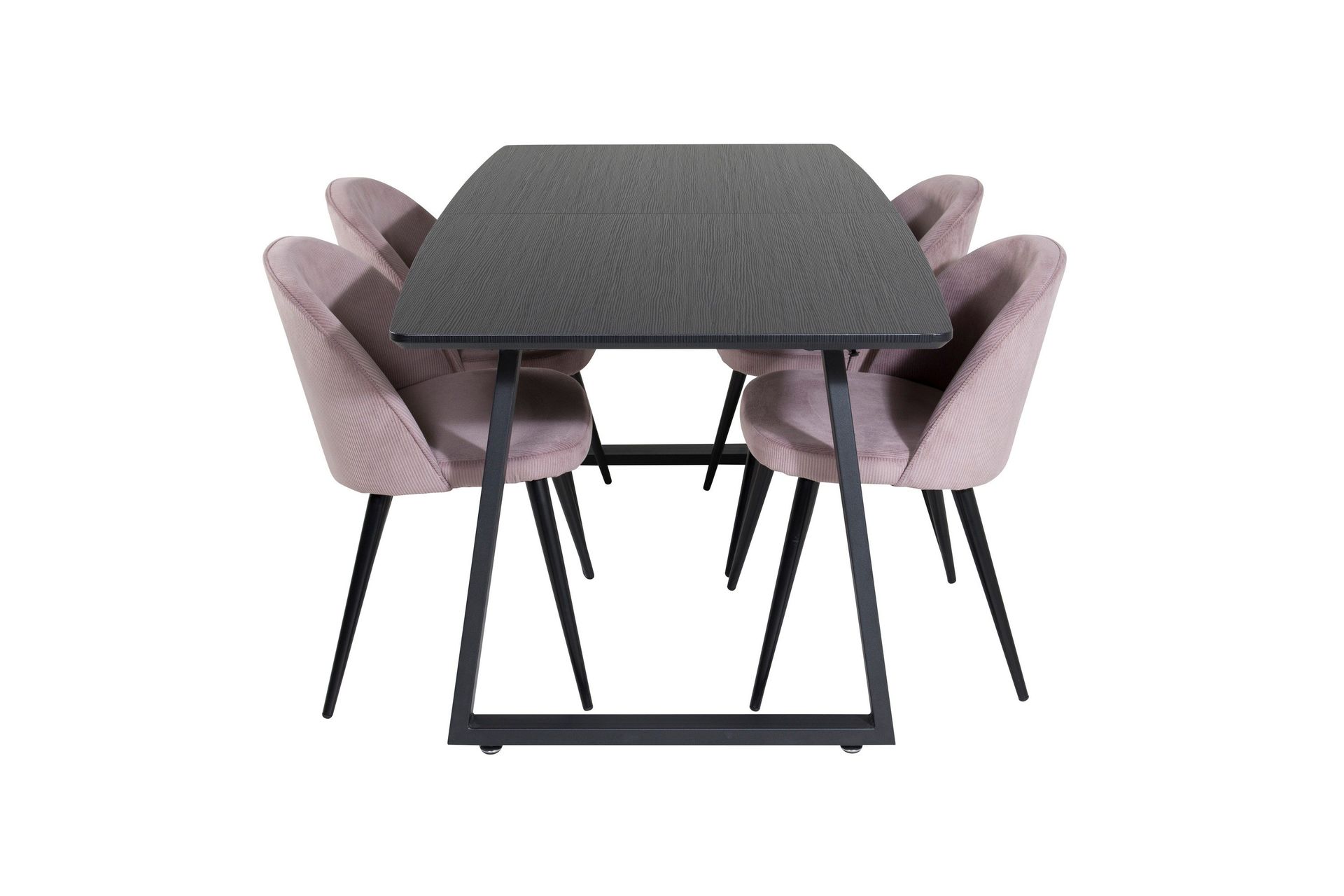 Inca spisegruppe uttrekkbar 160 cm rektangulær med 4 Velvet-stoler -