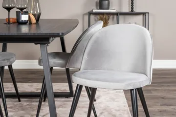 Inca spisegruppe uttrekkbar 160 cm rektangulær med 4 Velvet stoler - Møbler - Bord - Spisegrupper