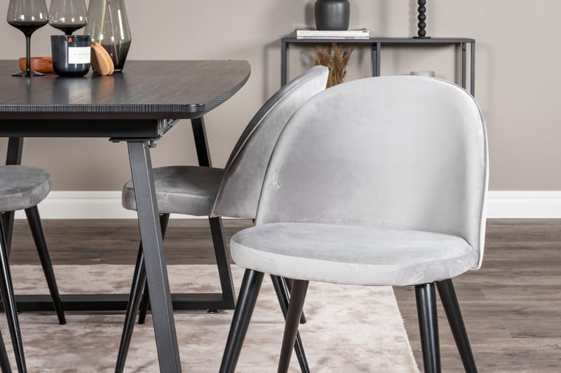Inca spisegruppe uttrekkbar 160 cm rektangulær med 4 Velvet stoler - Møbler - Bord - Spisegrupper