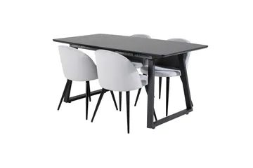 Inca spisegruppe uttrekkbar 160 cm rektangulær med 4 Velvet stoler - Møbler - Bord - Spisegrupper