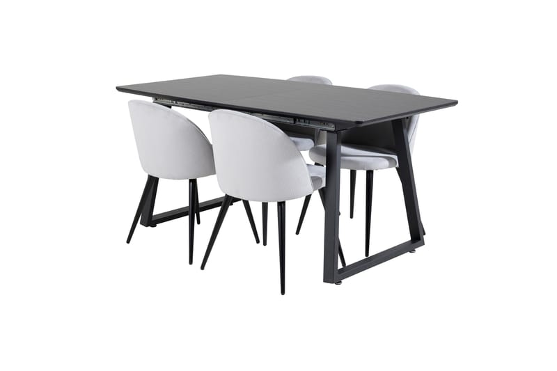 Inca spisegruppe uttrekkbar 160 cm rektangulær med 4 Velvet stoler - Møbler - Bord - Spisegrupper