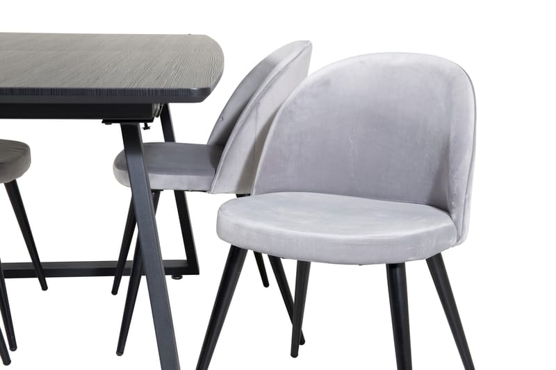 Inca spisegruppe uttrekkbar 160 cm rektangulær med 4 Velvet stoler - Møbler - Bord - Spisegrupper