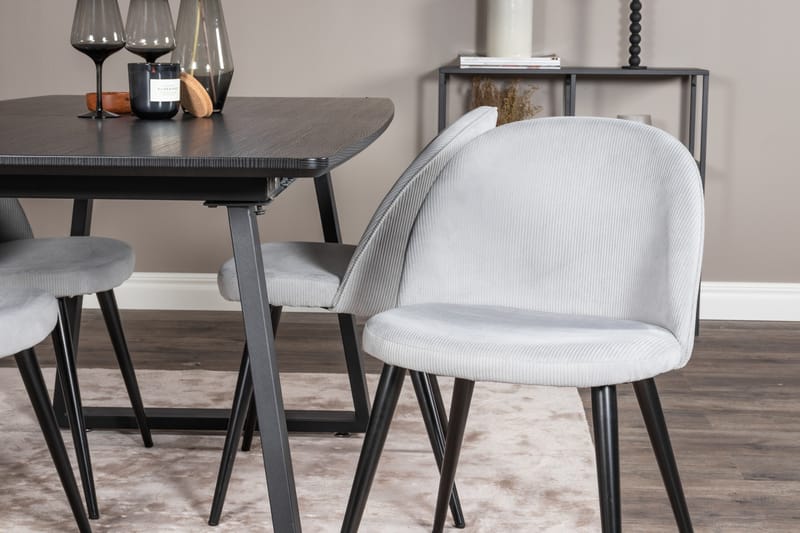 Inca spisegruppe uttrekkbar 160 cm rektangulær med 4 Velvet stoler - Møbler - Bord - Spisegrupper