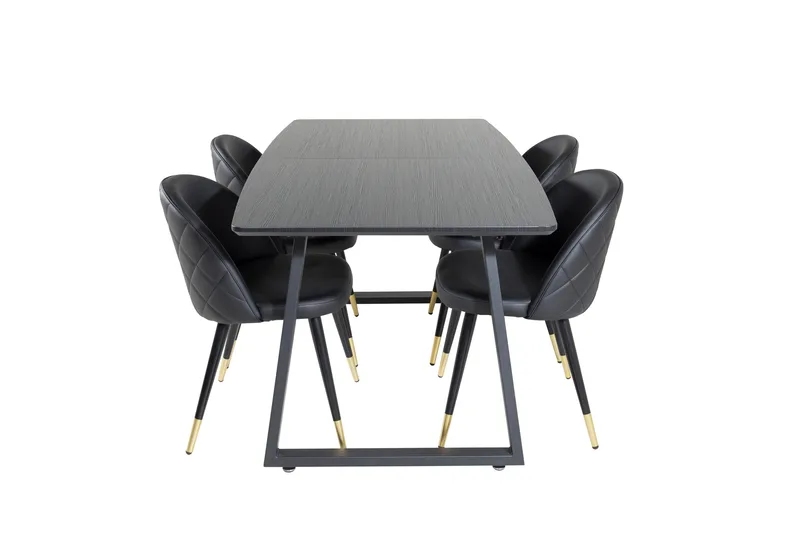 Inca spisegruppe uttrekkbar 160 cm rektangulær med 4 Velvet-stoler
