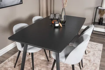 Inca spisegruppe uttrekkbar 160 cm rektangulær med 4 Velvet stoler - Møbler - Bord - Spisegrupper