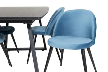Inca spisegruppe uttrekkbar 160 cm rektangulær med 4 Velvet stoler - Møbler - Bord - Spisegrupper