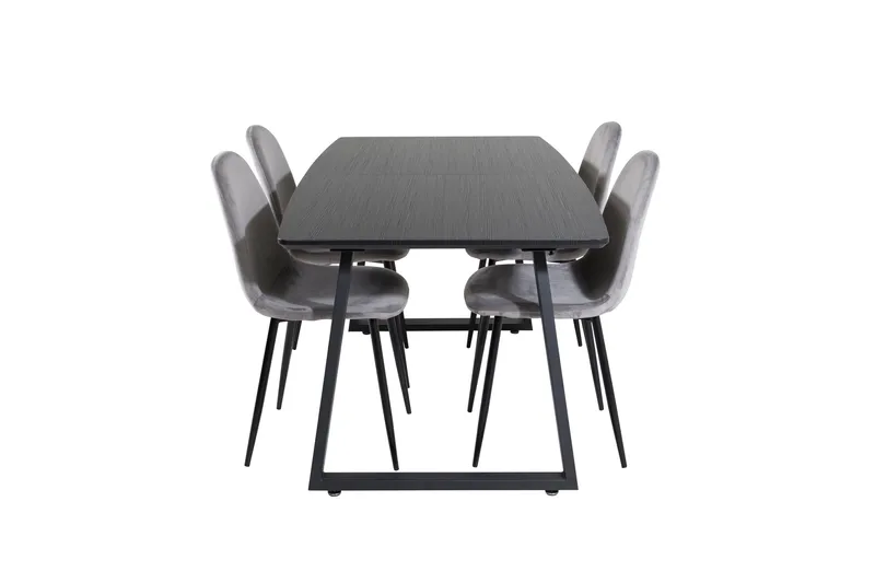 Inca spisegruppe uttrekkbar 160 cm rektangulær med 4 Polar-stoler